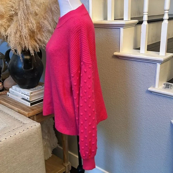 Vince Camuto Women's Bobble Stitch Sleeve Pullover Sweater Aurora Pink XL - Picture 6 of 8